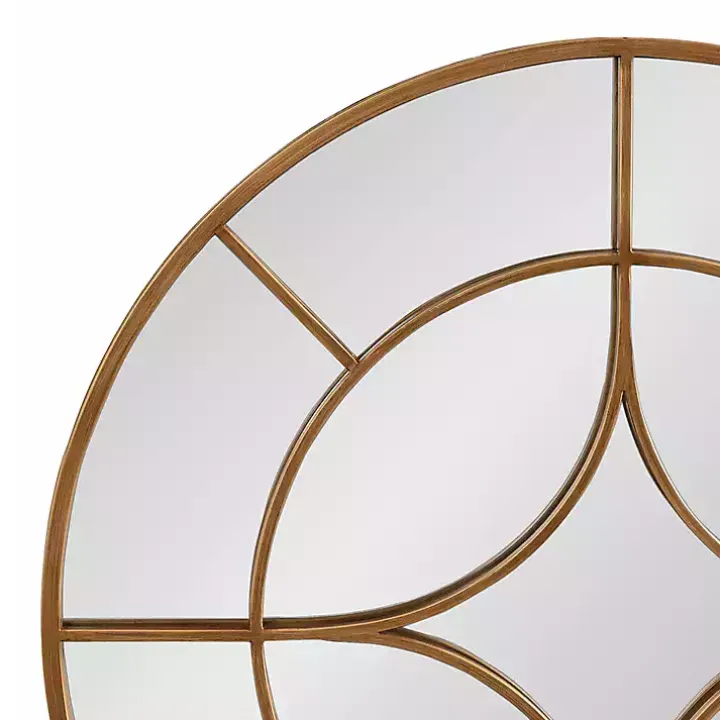 Round Gold Geometric Overlay Wall Mirror