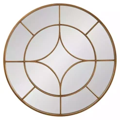 Round Gold Geometric Overlay Wall Mirror