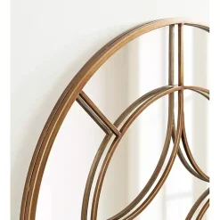 Round Gold Geometric Overlay Wall Mirror