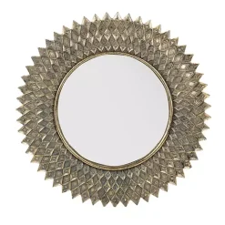 Round Gold Textured Diamond Wall Mirror