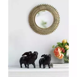 Round Gold Textured Diamond Wall Mirror