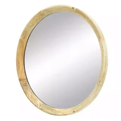 Round Mango Wood Wall Mirror
