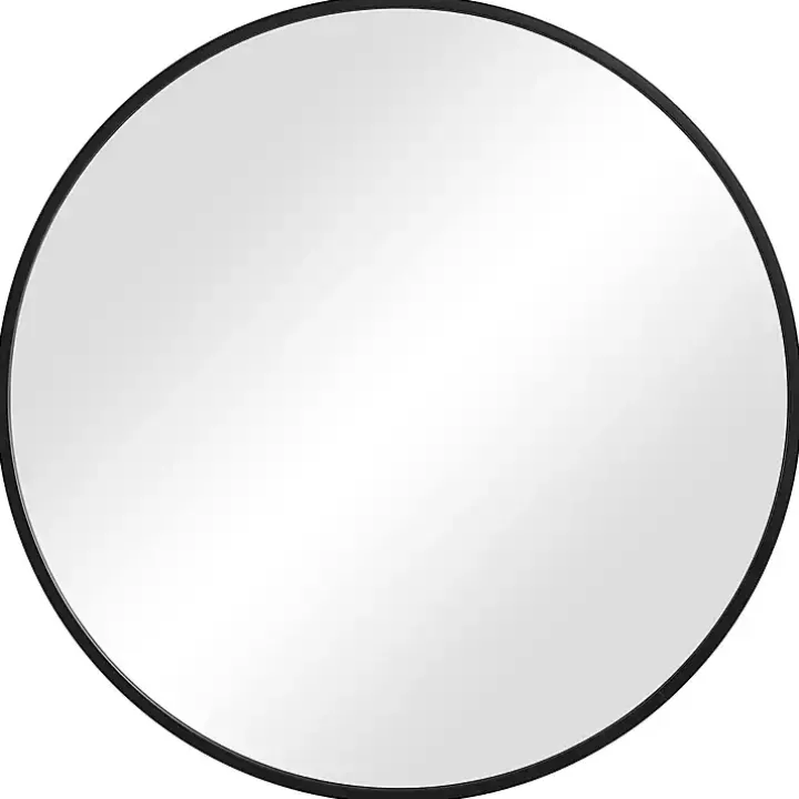 Round Matte Black Thin Frame Mirror