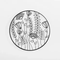 Round Metal Floral Cutout Wall Plaque