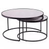 Round Mirrored Nesting Tables, Set of 2