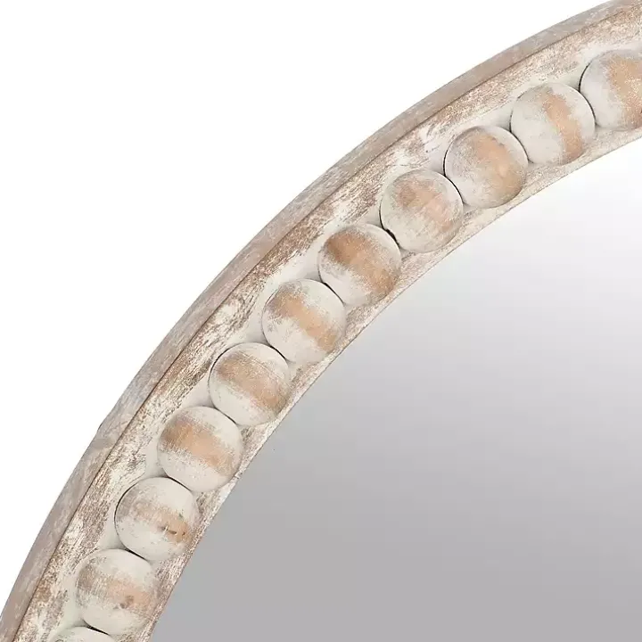 Round Natural Beaded Wall Mirror