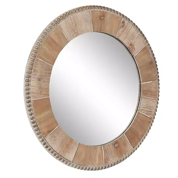 Round Natural Calona Wood Wall Mirror