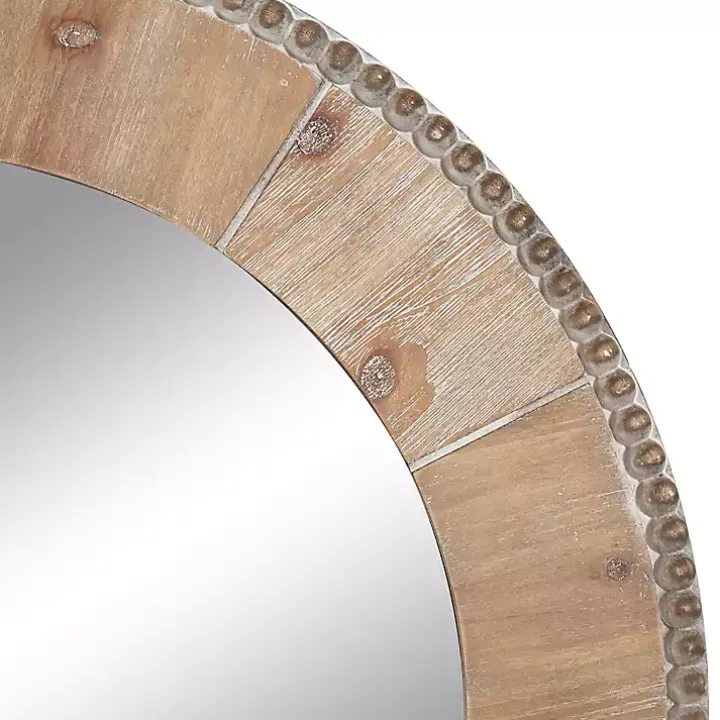 Round Natural Calona Wood Wall Mirror