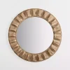 Round Natural Textured Wood Wall Mirror