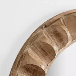 Round Natural Textured Wood Wall Mirror