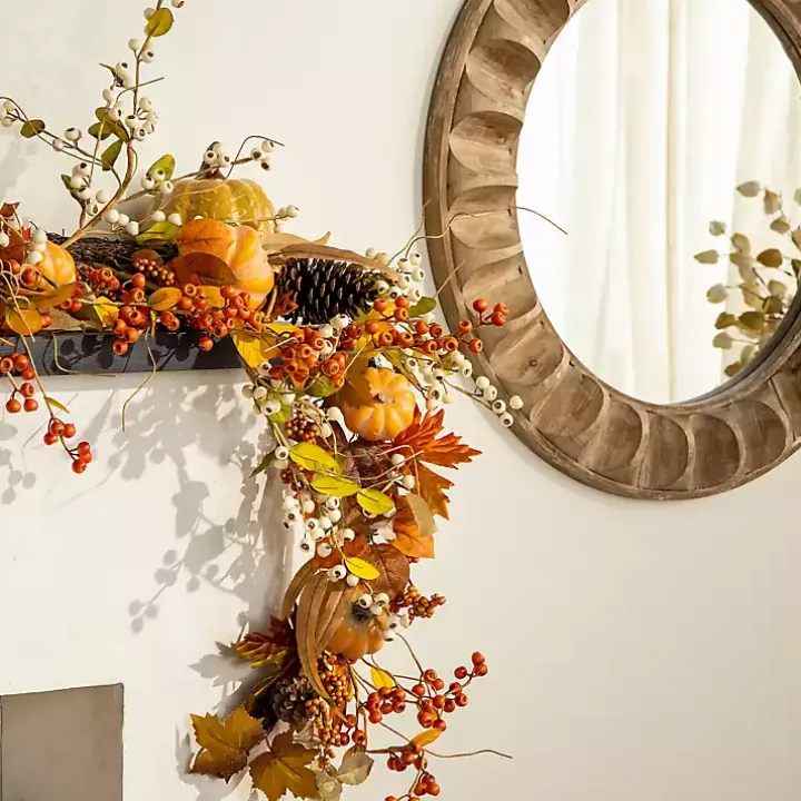 Round Natural Textured Wood Wall Mirror