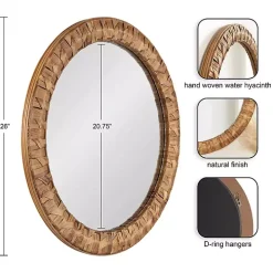 Round Natural Woven Water Hyacinth Wall Mirror