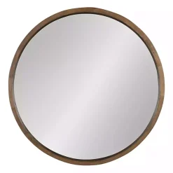 Round Rustic Wood Hutton Mirror