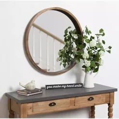 Round Rustic Wood Hutton Mirror