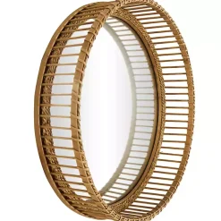 Round Seagrass and Bamboo Wall Mirror