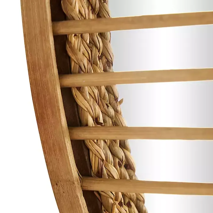 Round Seagrass and Bamboo Wall Mirror