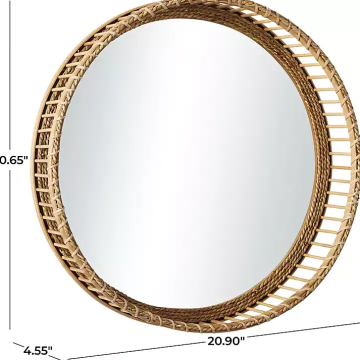 Round Seagrass and Bamboo Wall Mirror