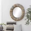 Round Teak Wood Coiled Tampar Frame Mirror