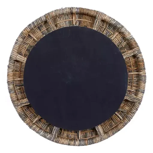 Round Teak Wood Coiled Tampar Frame Mirror