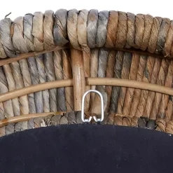 Round Teak Wood Coiled Tampar Frame Mirror