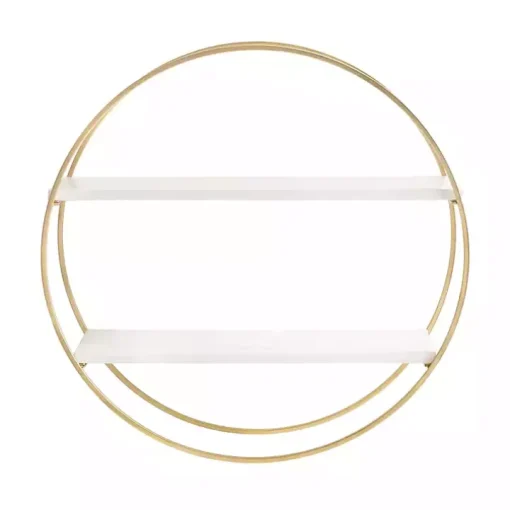 Round White Wood Sequoia Wall Shelf