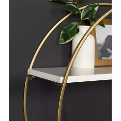Round White Wood Sequoia Wall Shelf