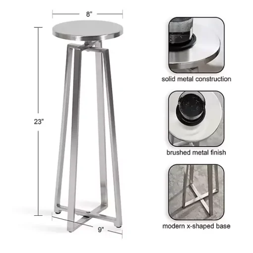 Round Zia Silver Metal Accent Table