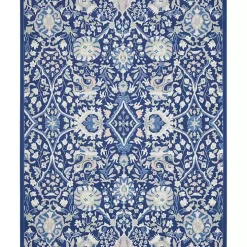 Royal Blue Floral Motif Area Rug, 7x10