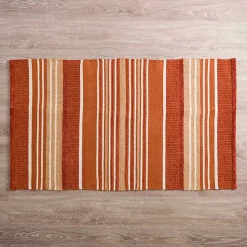 Rust Chenille Striped Scatter Rug