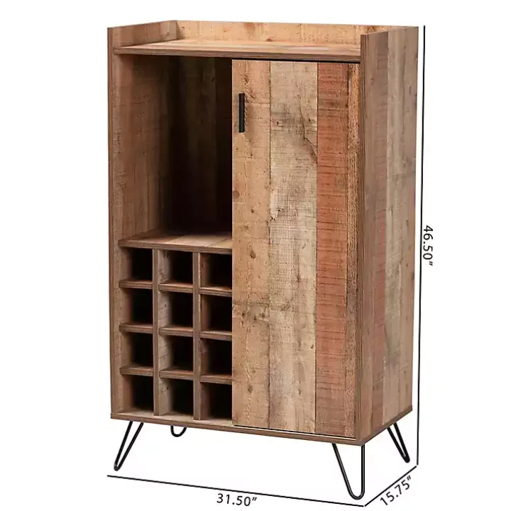 Rustic Brown Hairpin Wine Cabinet