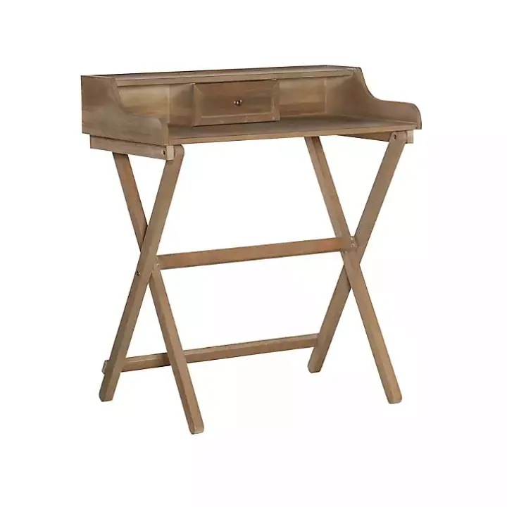 Rustic Brown Wooden Folding Desk