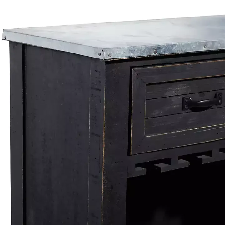 Rustic Galvanized Top Wine Cabinet