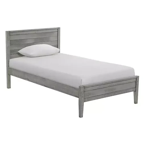 Rustic Gray Pine Panel Twin Bed Frame