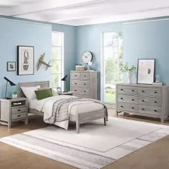 Rustic Gray Pine Panel Twin Bed Frame