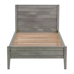 Rustic Gray Pine Panel Twin Bed Frame