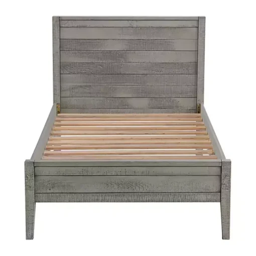Rustic Gray Pine Panel Twin Bed Frame