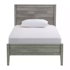 Rustic Gray Pine Panel Twin Bed Frame