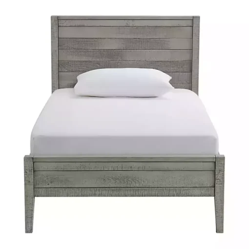 Rustic Gray Pine Panel Twin Bed Frame