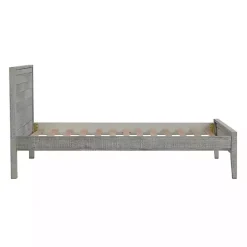 Rustic Gray Pine Panel Twin Bed Frame