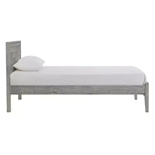 Rustic Gray Pine Panel Twin Bed Frame