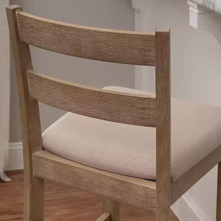 Rustic Graywash Wood Upholstered Bar Stool