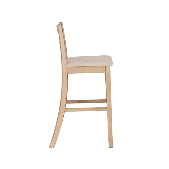 Rustic Graywash Wood Upholstered Bar Stool