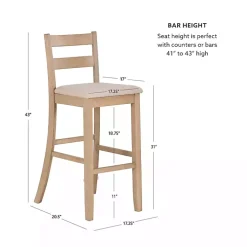 Rustic Graywash Wood Upholstered Bar Stool