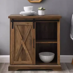 Rustic Oak Sliding Barn Door Cabinet