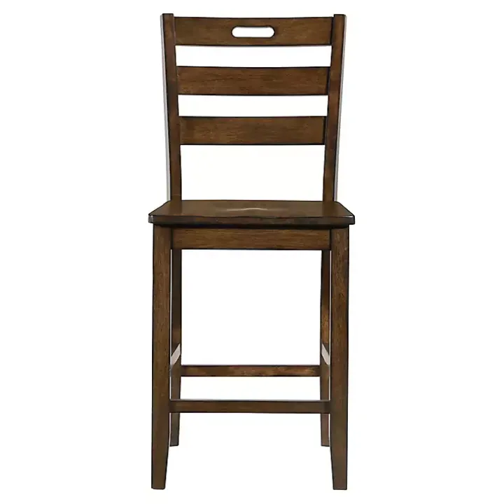 Rustic Oak Wood Quinby Counter Stools, Set of 2