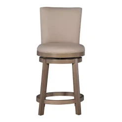 Rustic Taupe Upholstered Swivel Counter Stool