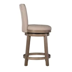 Rustic Taupe Upholstered Swivel Counter Stool