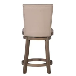 Rustic Taupe Upholstered Swivel Counter Stool