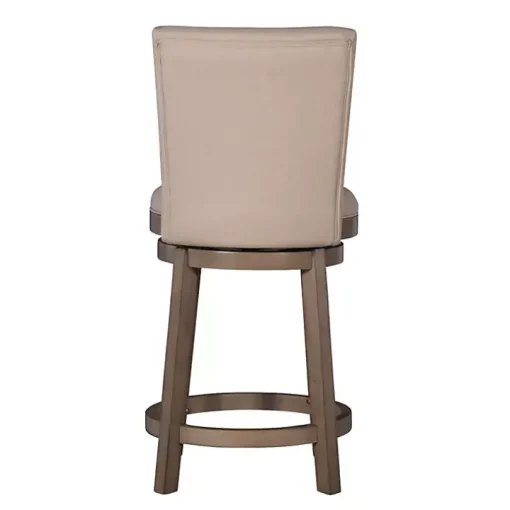 Rustic Taupe Upholstered Swivel Counter Stool