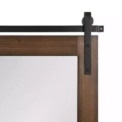 Rustic Walnut Barn Door Wall Mirror